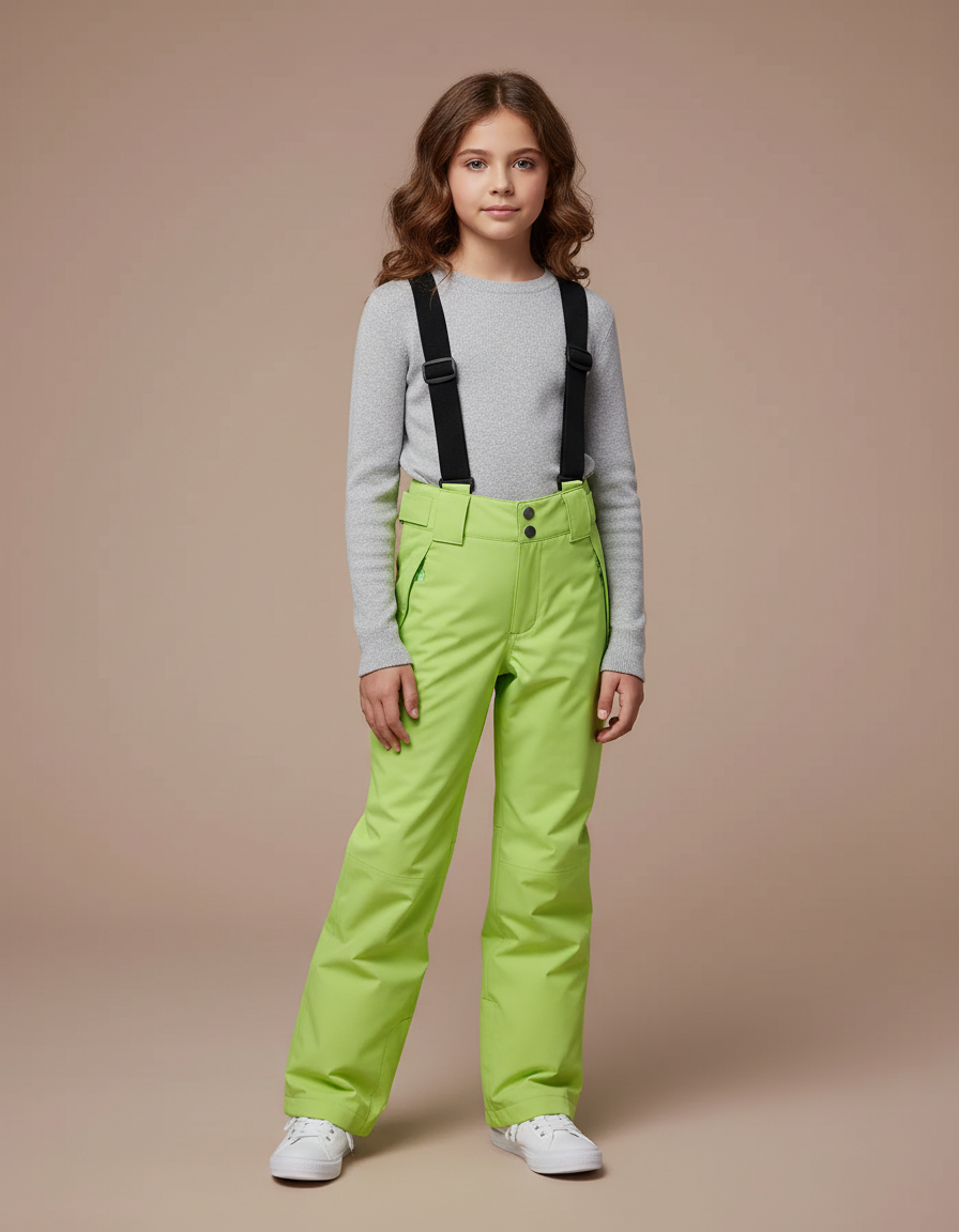 Pantalon De Pluie Vert Fluorescent Imperméable Enfant Ski Hiver - Polyester
