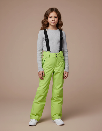 Pantalon De Pluie Vert Fluorescent Imperméable Enfant Ski Hiver - Polyester