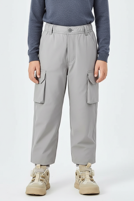 Pantalon De Pluie Gris Cargo Imperméable Enfant Hiver - Polyester