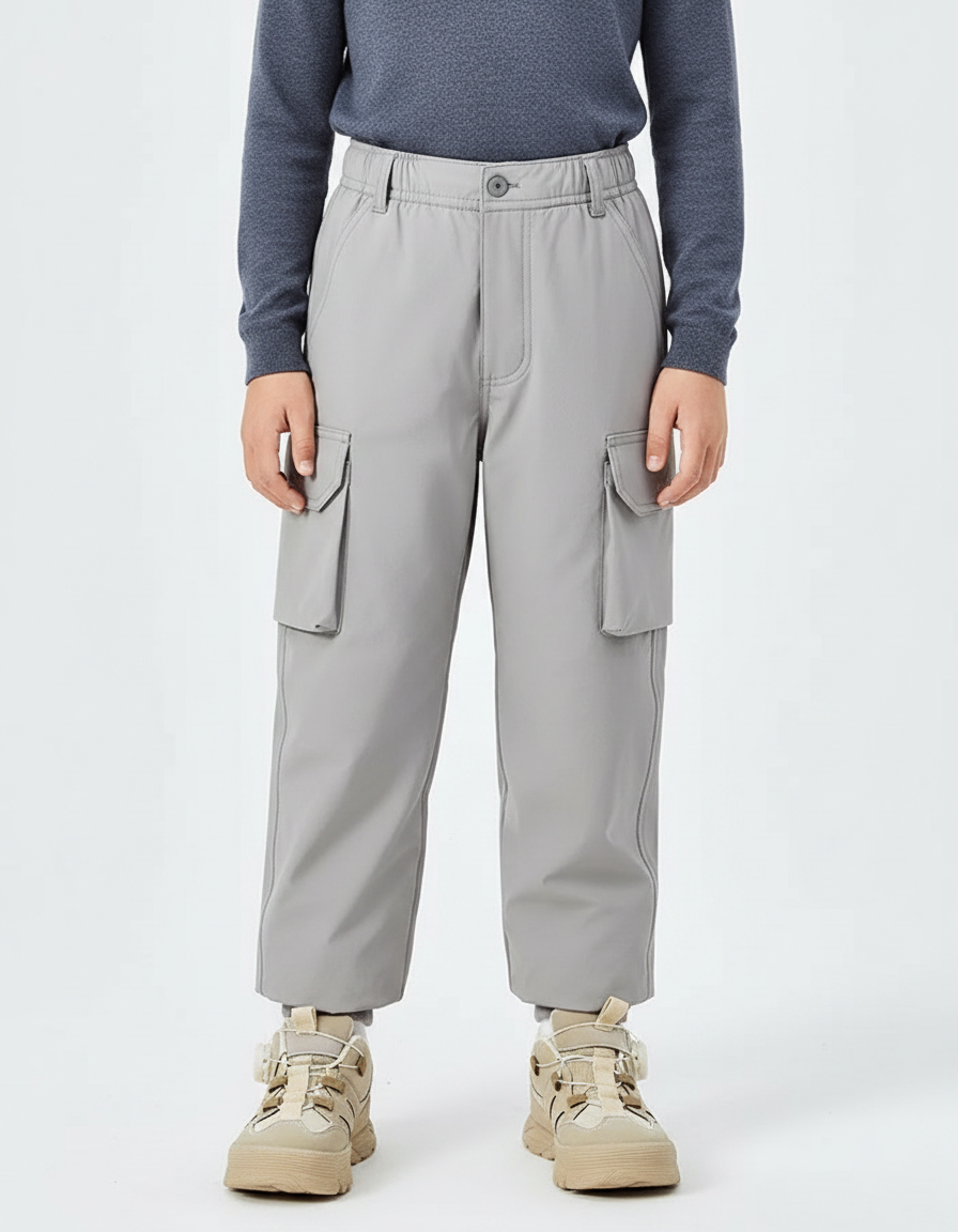 Pantalon De Pluie Gris Cargo Imperméable Enfant Hiver - Polyester