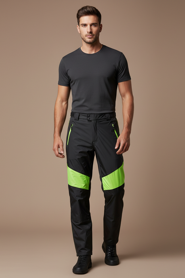 Pantalon De Pluie Noir Fluorescent Imperméable Homme - Polyester