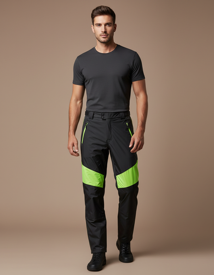Pantalon De Pluie Noir Fluorescent Imperméable Homme - Polyester