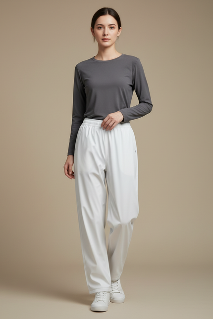Pantalon De Pluie Blanc Imperméable Décontracté Léger Femme - Polyester