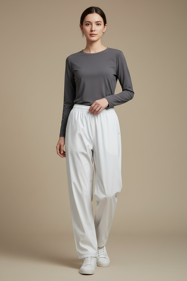 Pantalon De Pluie Blanc Imperméable Décontracté Léger Femme - Polyester