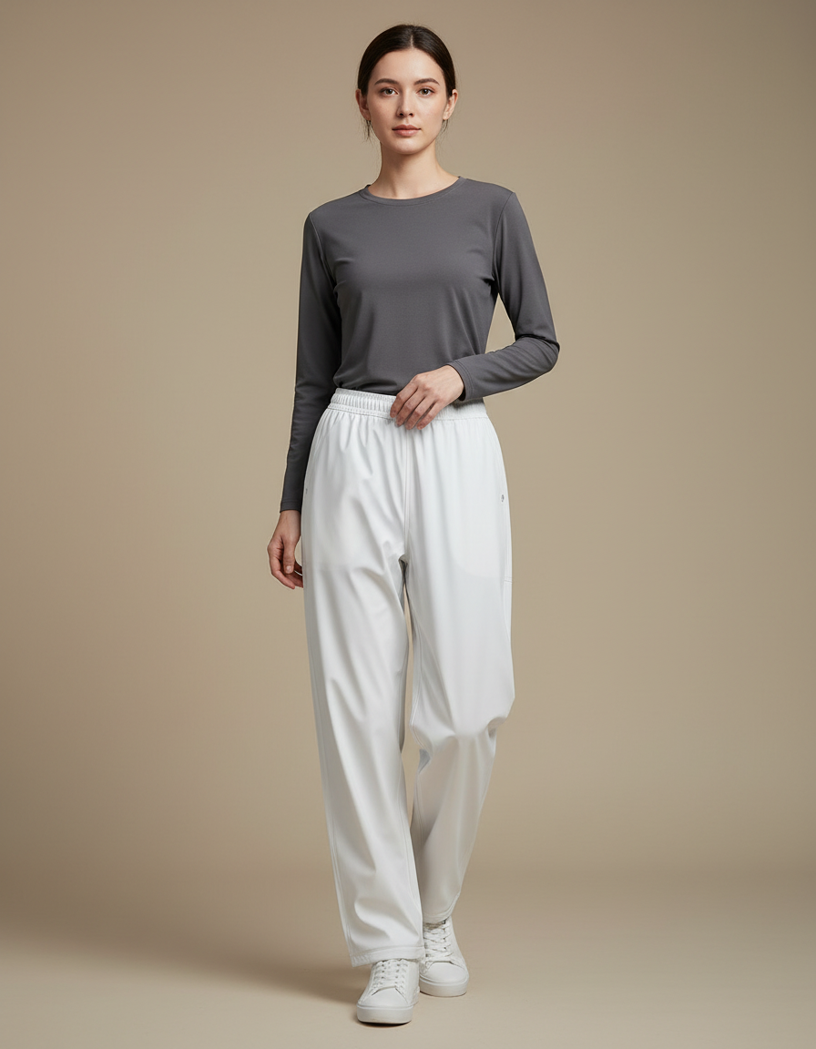 Pantalon De Pluie Blanc Imperméable Décontracté Léger Femme - Polyester