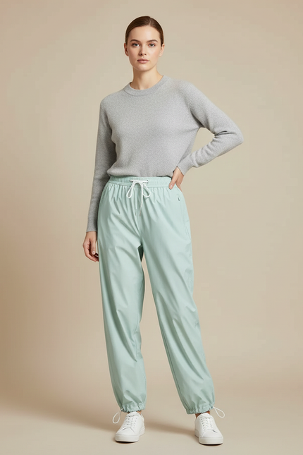 Pantalon De Pluie Vert Menthe Ample Léger Femme - Polyester