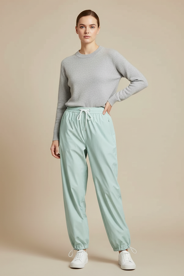 Pantalon De Pluie Vert Menthe Ample Léger Femme - Polyester
