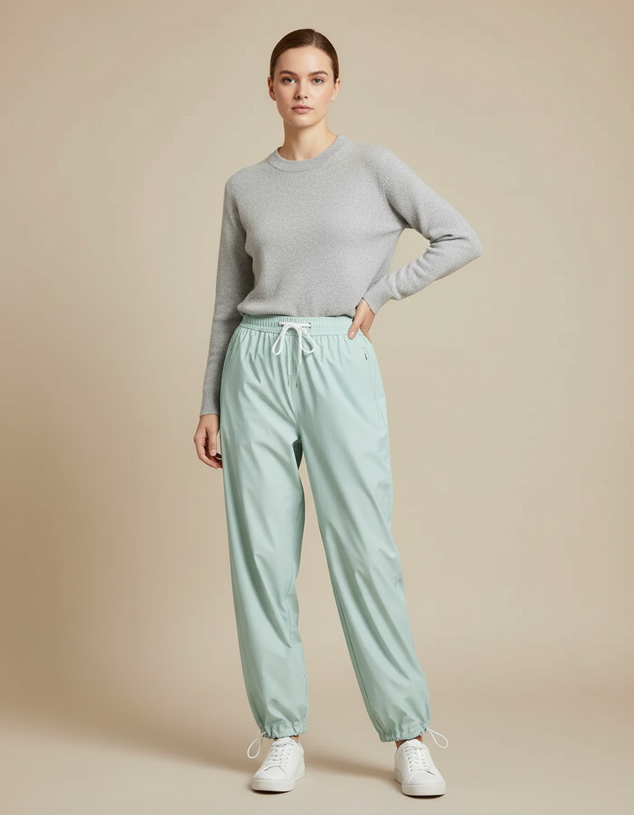 Pantalon De Pluie Vert Menthe Ample Léger Femme - Polyester