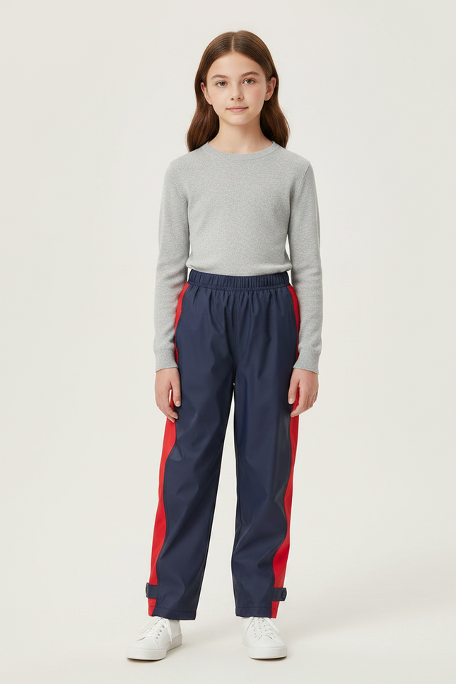 Pantalon De Pluie Bleu Marine Rouge Imperméable Enfant - Polyester