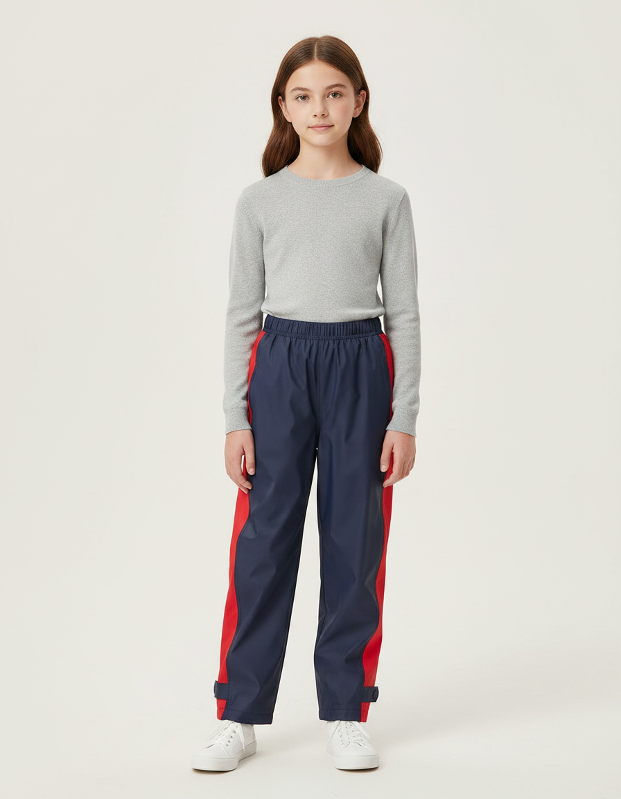 Pantalon De Pluie Bleu Marine Rouge Imperméable Enfant - Polyester