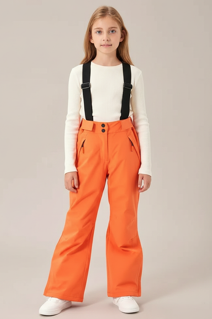 Pantalon De Pluie Orange Imperméable Bretelles Enfant Ski - Polyester