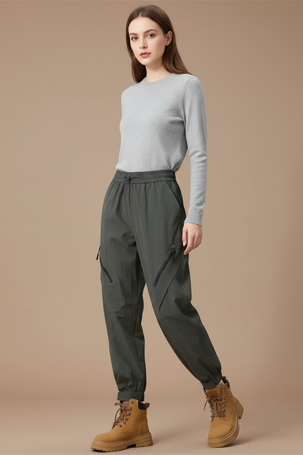Pantalon De Pluie Vert Cargo Imperméable Femme Respirant - Kaki Polyester