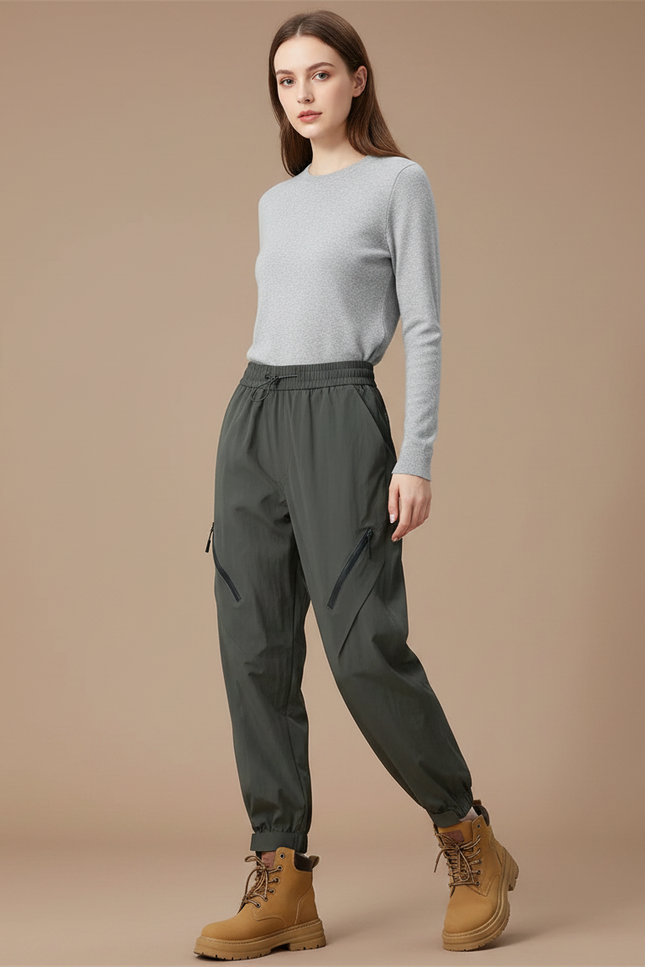 Pantalon De Pluie Vert Cargo Imperméable Femme Respirant - Kaki Polyester