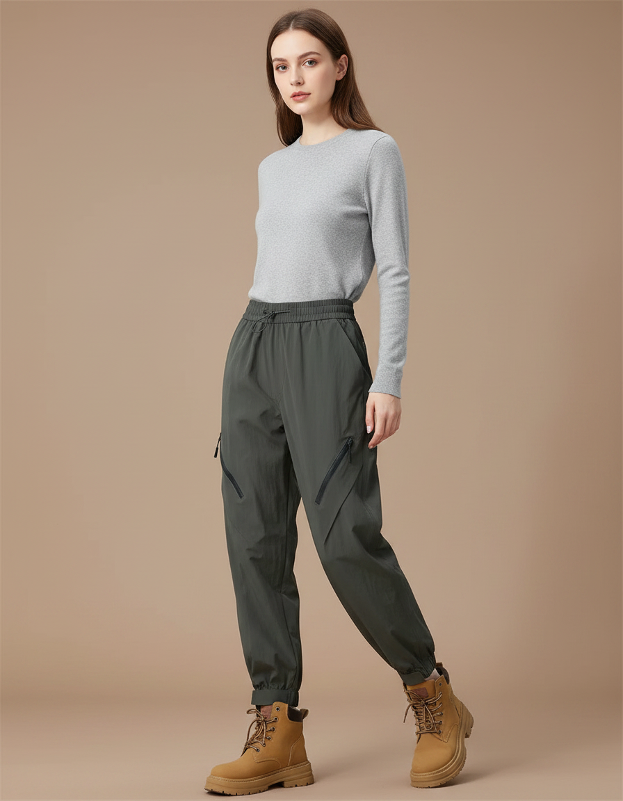 Pantalon De Pluie Vert Cargo Imperméable Femme Respirant - Kaki Polyester