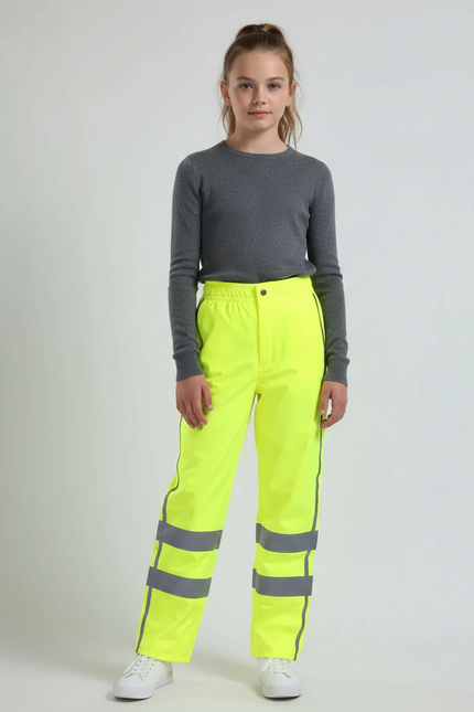Pantalon De Pluie Jaune Fluo Réfléchissant Imperméable Enfant - Polyester