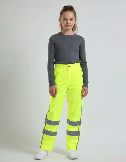 Pantalon De Pluie Jaune Fluo Réfléchissant Imperméable Enfant - Polyester