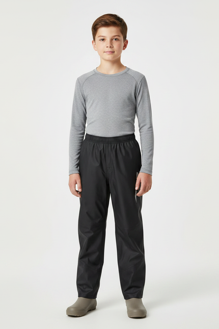 Pantalon De Pluie Noir Imperméable Enfant Réfléchissant Droit - Polyester