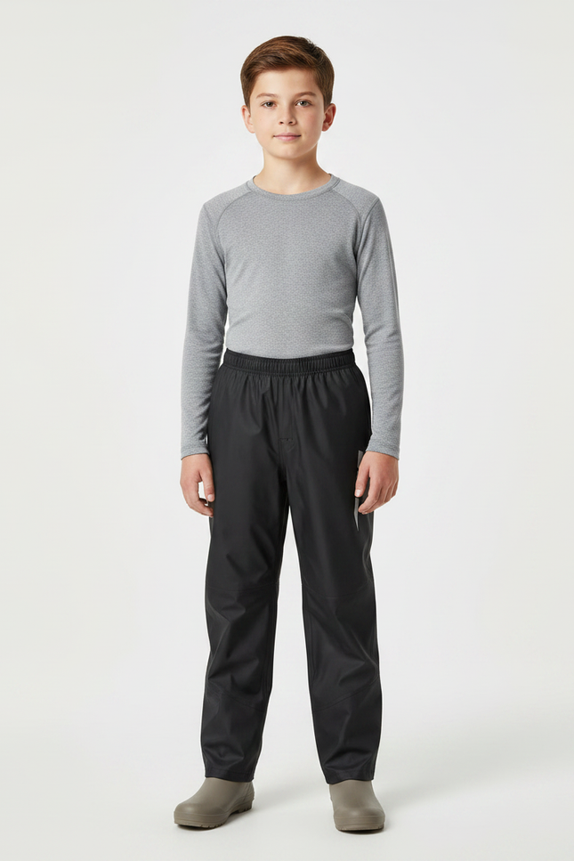 Pantalon De Pluie Noir Imperméable Enfant Réfléchissant Droit - Polyester