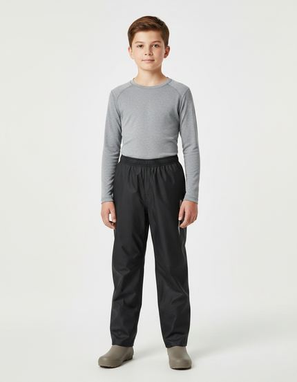 Pantalon De Pluie Noir Imperméable Enfant Réfléchissant Droit - Polyester
