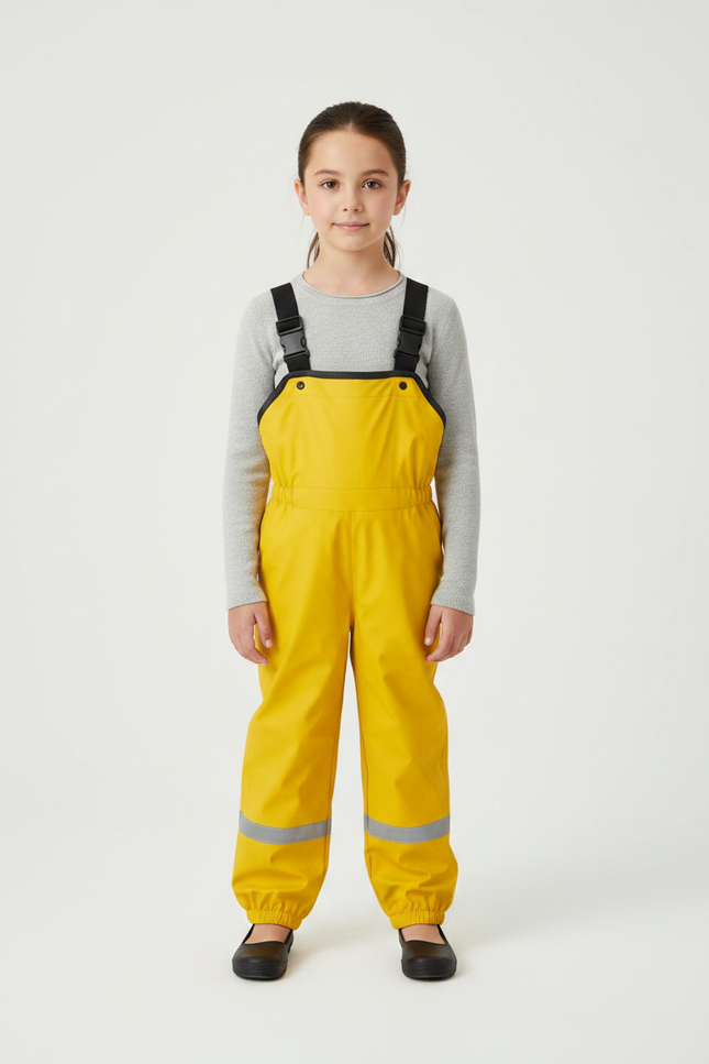 Pantalon De Pluie Jaune Imperméable Bretelles Réfléchissant Enfant - Polyester
