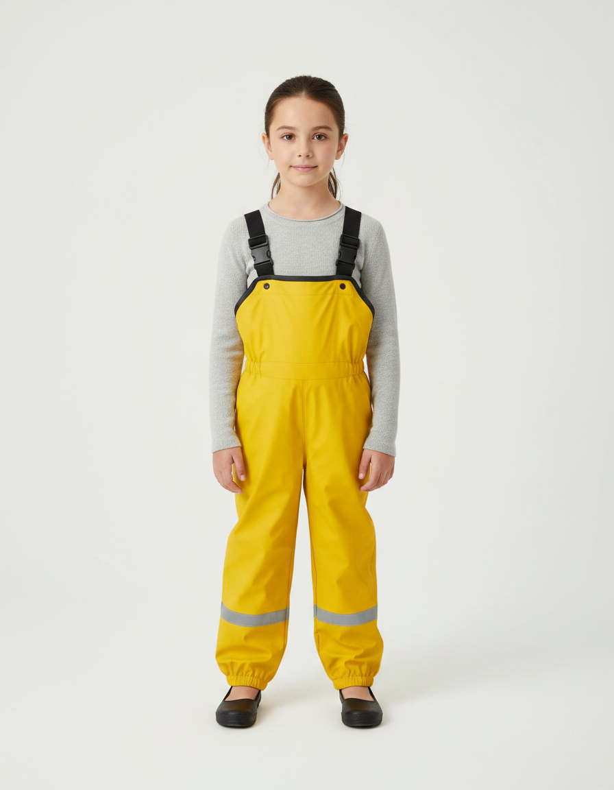Pantalon De Pluie Jaune Imperméable Bretelles Réfléchissant Enfant - Polyester