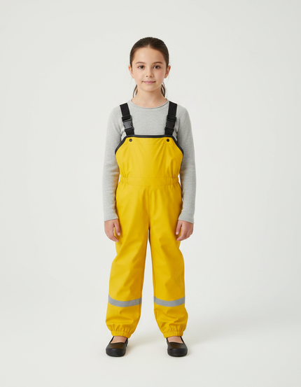 Pantalon De Pluie Jaune Imperméable Bretelles Réfléchissant Enfant - Polyester