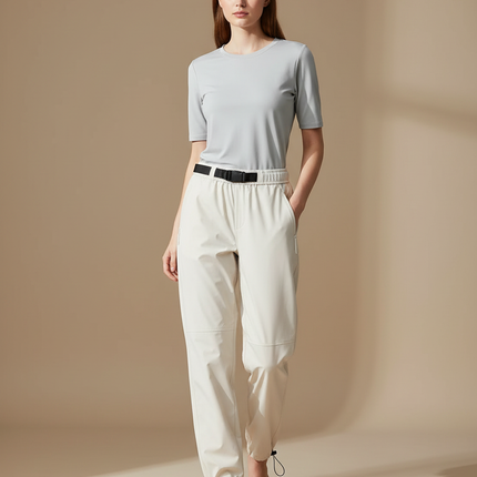 Pantalon De Pluie Beige Imperméable Ample Ceinturé Femme - Polyester