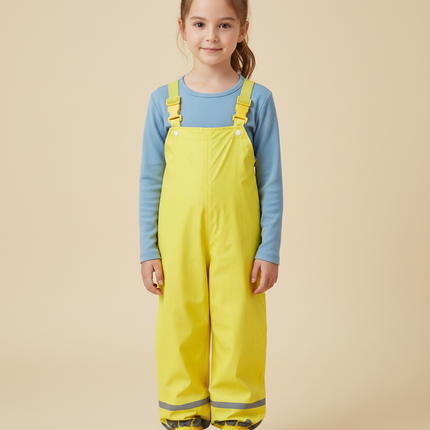 Pantalon De Pluie Jaune Bretelles Imperméable Enfant Réfléchissant - Polyester