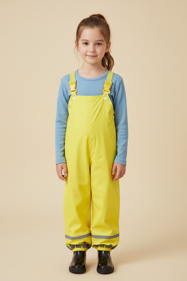 Pantalon De Pluie Jaune Bretelles Imperméable Enfant Réfléchissant - Polyester