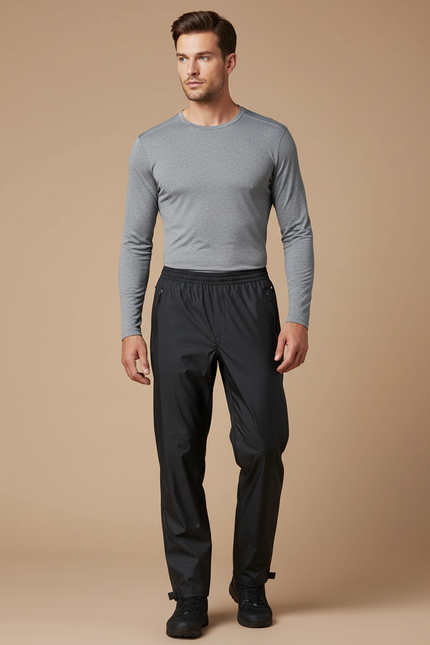 Pantalon De Pluie Noir Imperméable Homme Respirant Ajustable - Polyester