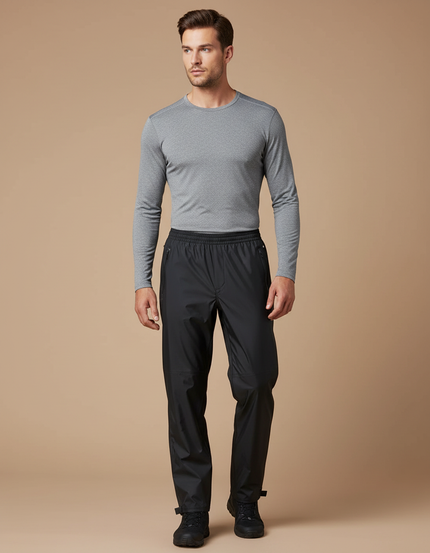 Pantalon De Pluie Noir Imperméable Homme Respirant Ajustable - Polyester