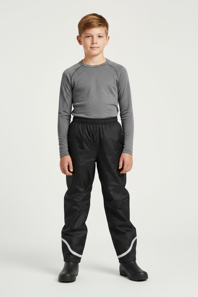 Pantalon De Pluie Noir Imperméable Réfléchissant Enfant - Polyester