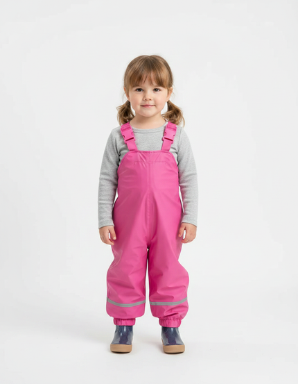 Pantalon De Pluie Rose Bretelles Imperméable Enfant Réfléchissant - Polyester