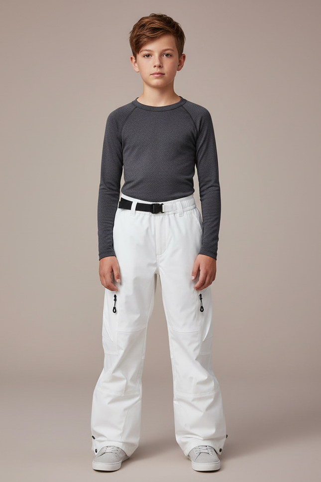 Pantalon De Pluie Blanc Enfant Ski Ceinturé - Polyester