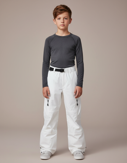 Pantalon De Pluie Blanc Enfant Ski Ceinturé - Polyester