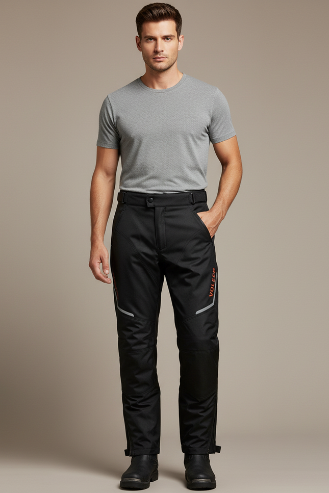Pantalon De Pluie Noir Réfléchissant Imperméable Moto Homme - Polyester