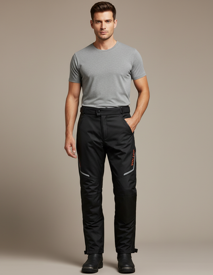 Pantalon De Pluie Noir Réfléchissant Imperméable Moto Homme - Polyester
