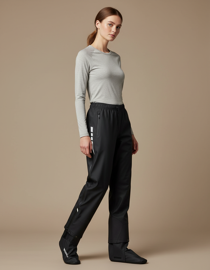Pantalon De Pluie Noir Imperméable Sportif Réfléchissant Femme - Polyester