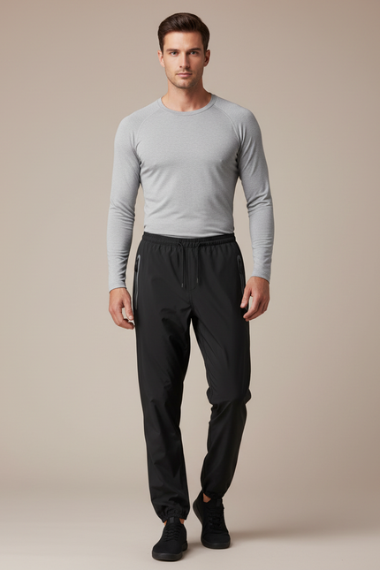 Pantalon Pluie À Fermeture Éclair - Noir Polyester