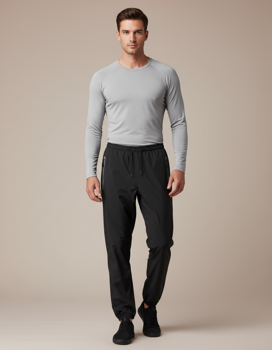 Pantalon Pluie À Fermeture Éclair - Noir Polyester
