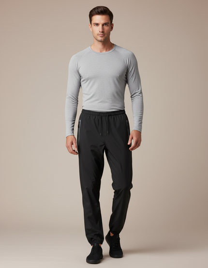 Pantalon Pluie À Fermeture Éclair - Noir Polyester