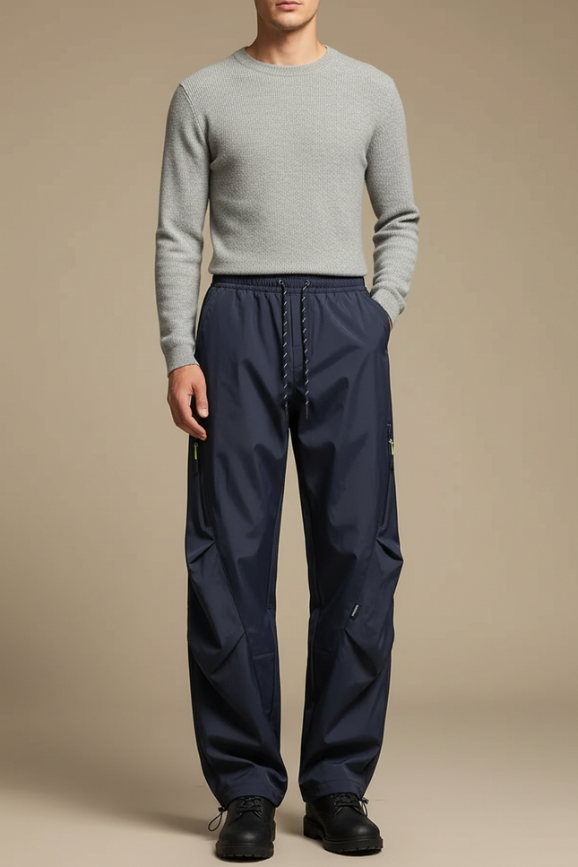 Pantalon De Pluie Bleu Marine Ample Imperméable Décontracté Homme - Polyester