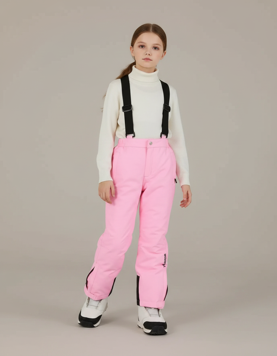 Pantalon De Pluie Rose Imperméable Enfant Ski Bretelles - Polyester