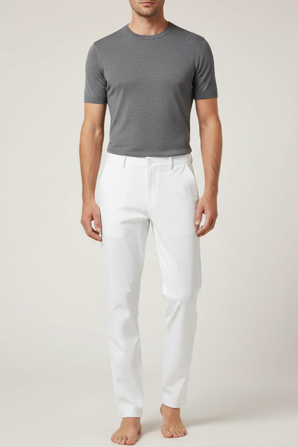 Pantalon De Pluie Blanc Homme Imperméable Slim Élégant - Polyester