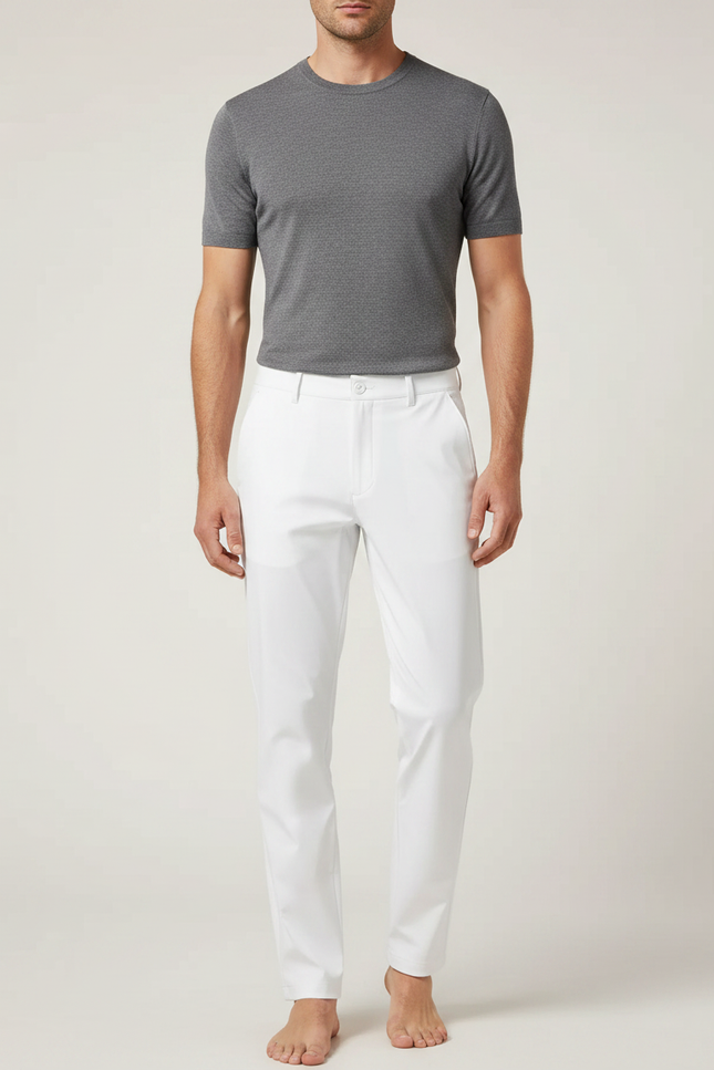 Pantalon De Pluie Blanc Homme Imperméable Slim Élégant - Polyester