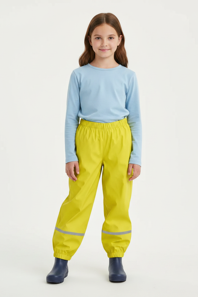 Pantalon De Pluie Jaune Réfléchissant Imperméable Enfant Élastique - Polyester
