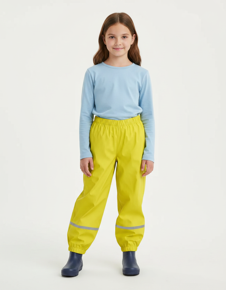 Pantalon De Pluie Jaune Réfléchissant Imperméable Enfant Élastique - Polyester