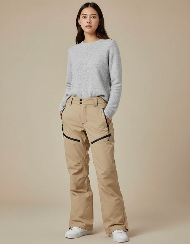 Pantalon De Pluie Beige Ample Imperméable Femme Ski - Polyester