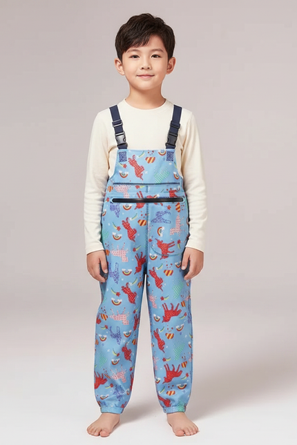 Pantalon De Pluie Bleu Imperméable Motif Animaux Mignon Enfant - Polyester
