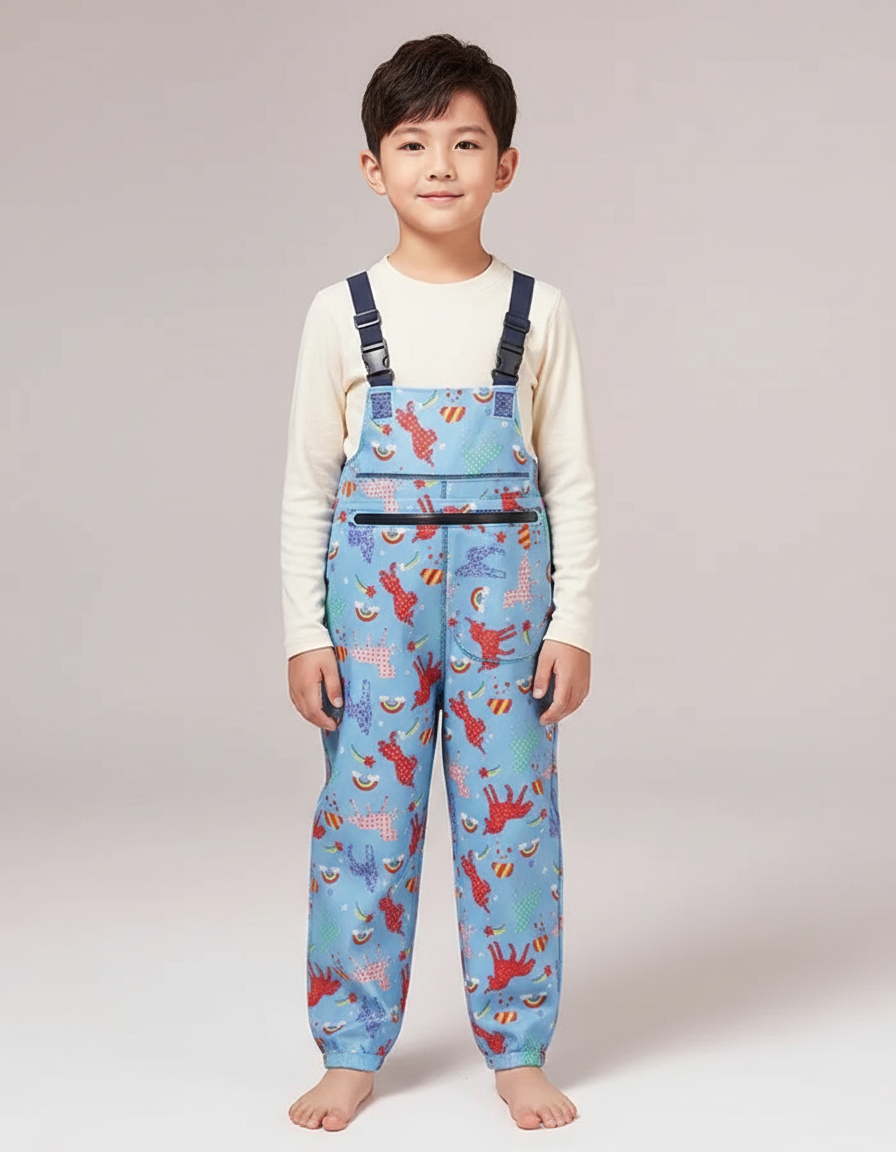 Pantalon De Pluie Bleu Imperméable Motif Animaux Mignon Enfant - Polyester
